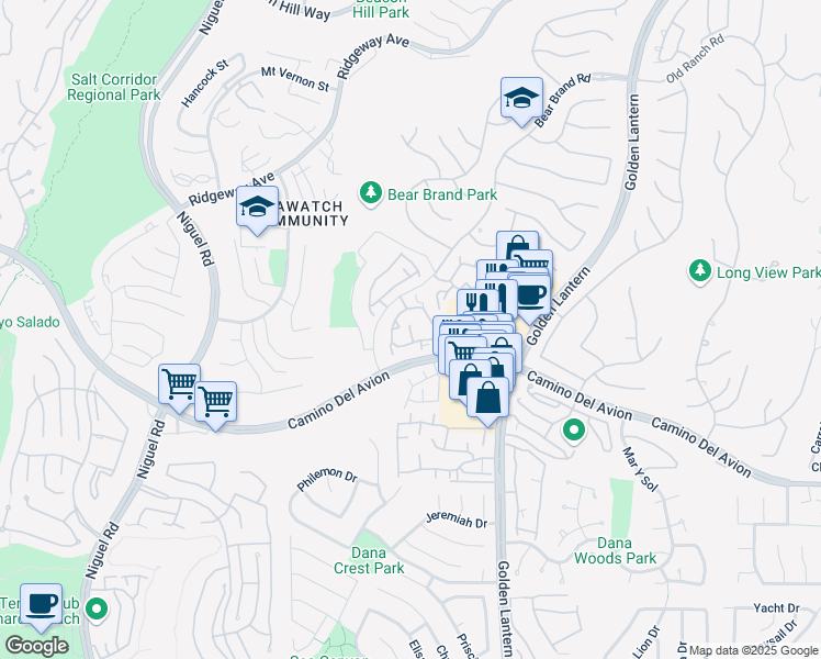 map of restaurants, bars, coffee shops, grocery stores, and more near 59 Costa Brava in Laguna Niguel