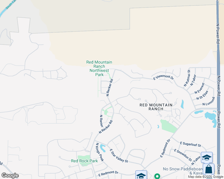 map of restaurants, bars, coffee shops, grocery stores, and more near 4237 North Recker Road in Mesa