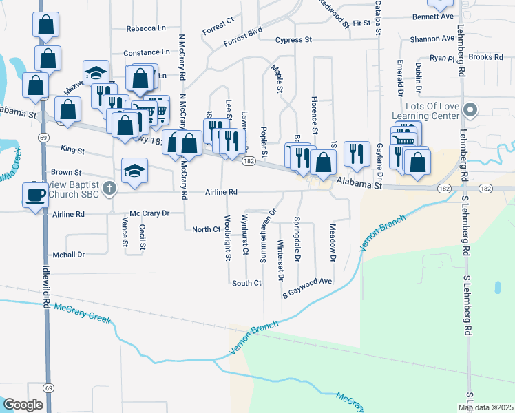 map of restaurants, bars, coffee shops, grocery stores, and more near 517 Wynhurst Court in Columbus