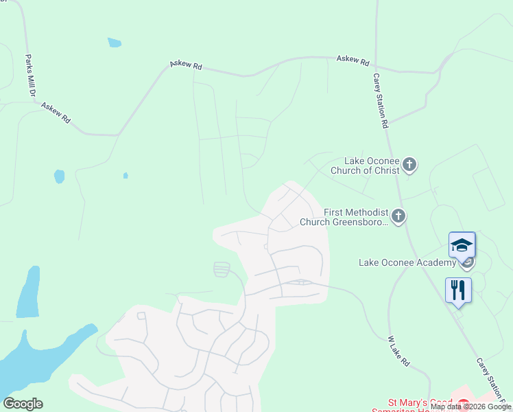 map of restaurants, bars, coffee shops, grocery stores, and more near 1010 Branch Creek Way in Greensboro