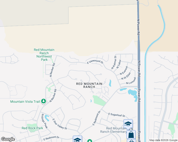 map of restaurants, bars, coffee shops, grocery stores, and more near 6446 East Trailridge Circle in Mesa