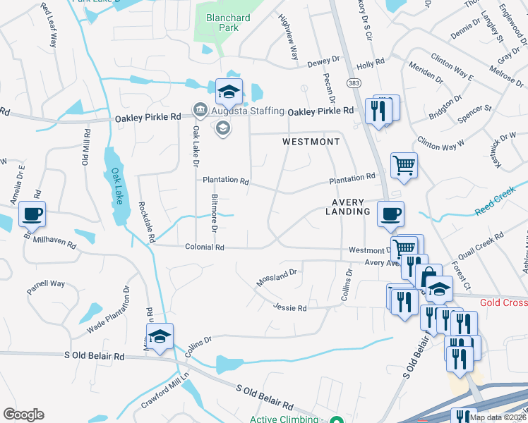 map of restaurants, bars, coffee shops, grocery stores, and more near 325 Westmont Drive in Martinez