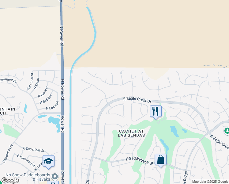 map of restaurants, bars, coffee shops, grocery stores, and more near 7260 East Eagle Crest Drive in Mesa