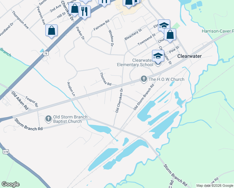 map of restaurants, bars, coffee shops, grocery stores, and more near 5191 Old Cherokee Drive in Clearwater