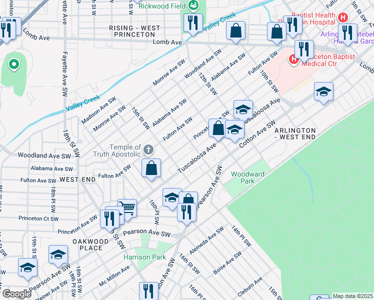 map of restaurants, bars, coffee shops, grocery stores, and more near 1400 Tuscaloosa Avenue in Birmingham