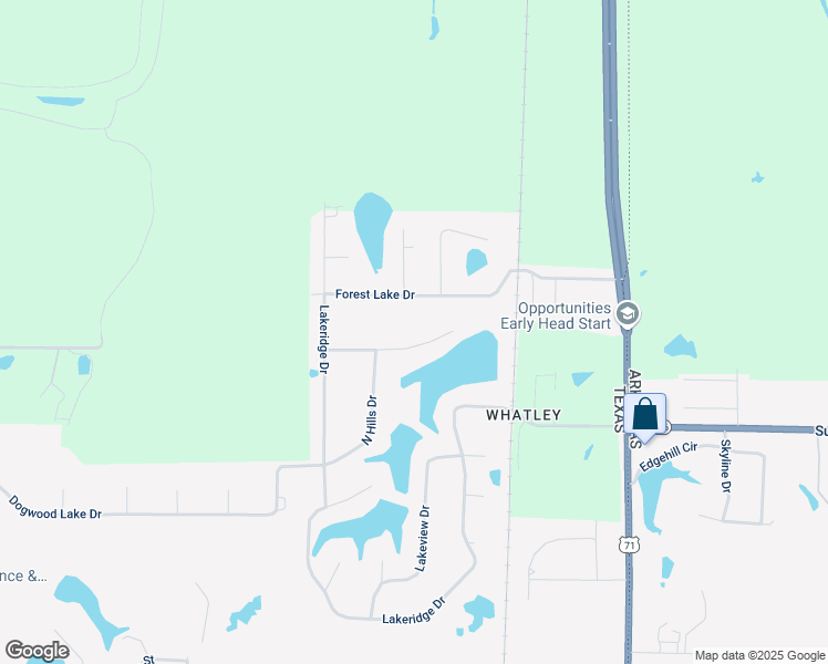 map of restaurants, bars, coffee shops, grocery stores, and more near 6711 Ridgecrest Place in Texarkana