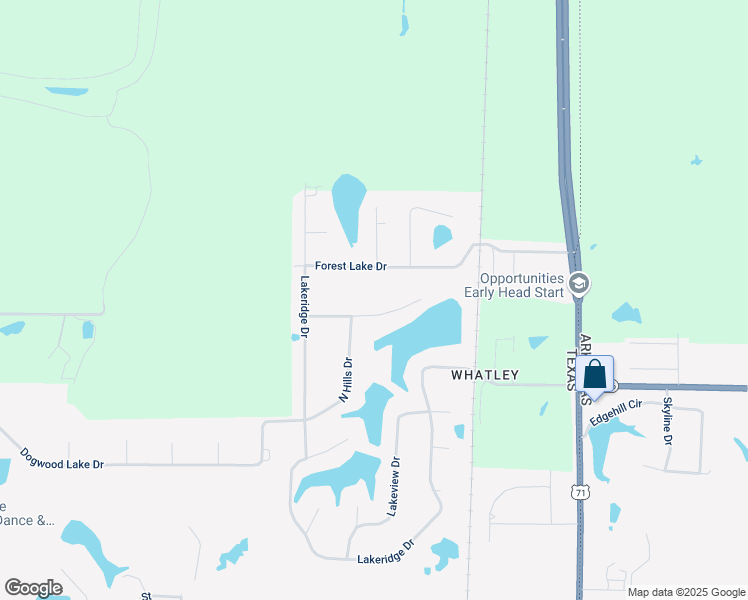 map of restaurants, bars, coffee shops, grocery stores, and more near 6711 Ridgecrest Place in Texarkana