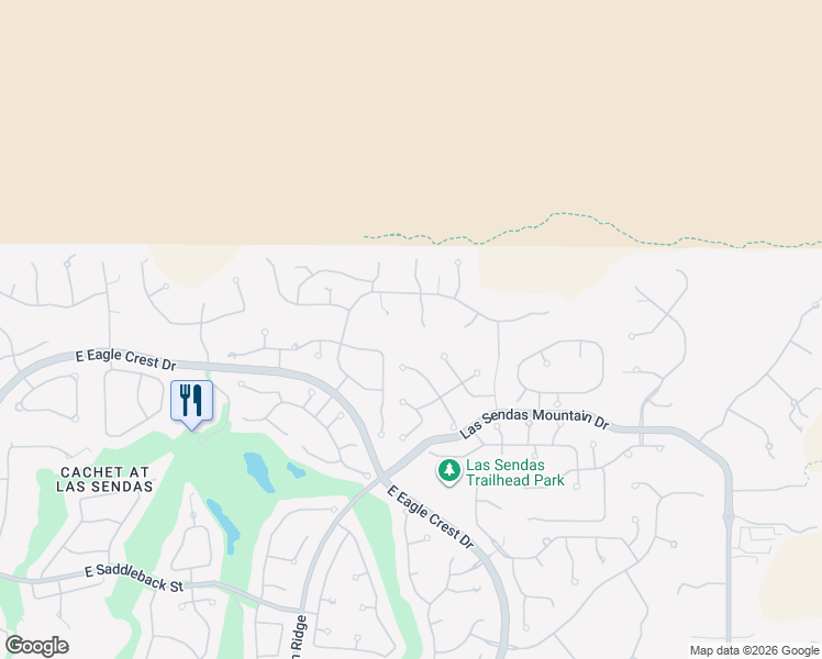 map of restaurants, bars, coffee shops, grocery stores, and more near 7762 East Wolf Canyon Street in Mesa
