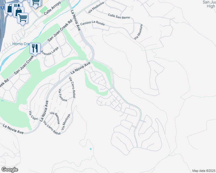 map of restaurants, bars, coffee shops, grocery stores, and more near 28032 Camino Del Rio in San Juan Capistrano