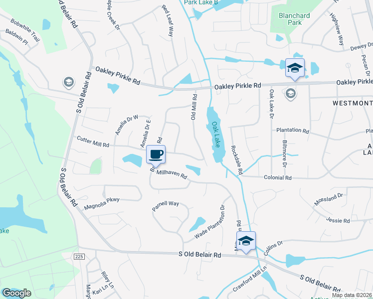 map of restaurants, bars, coffee shops, grocery stores, and more near 4658 Cutter Mill Road in Martinez