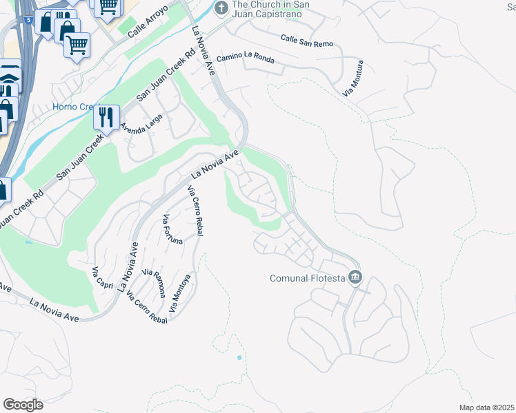 map of restaurants, bars, coffee shops, grocery stores, and more near 28062 Paseo Hacienda in San Juan Capistrano