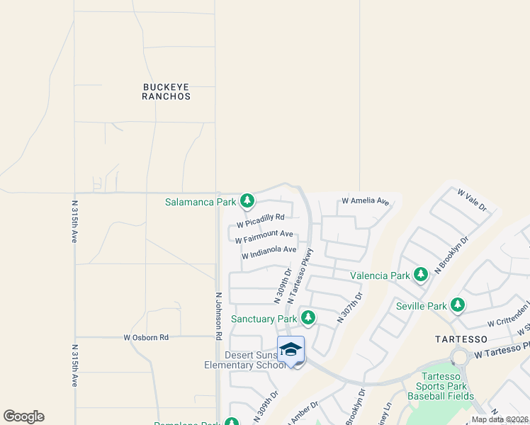 map of restaurants, bars, coffee shops, grocery stores, and more near 30948 West Fairmount Avenue in Buckeye