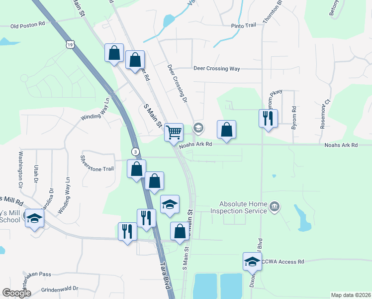 map of restaurants, bars, coffee shops, grocery stores, and more near 1655 Noahs Ark Road in Jonesboro