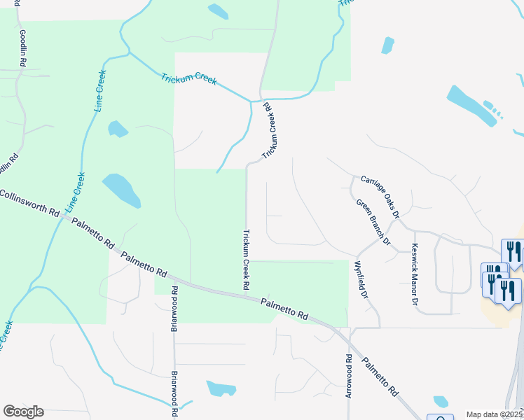 map of restaurants, bars, coffee shops, grocery stores, and more near 232 Chadmore Lane in Tyrone