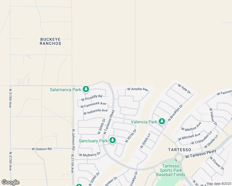 map of restaurants, bars, coffee shops, grocery stores, and more near 4071 North 308th Drive in Buckeye