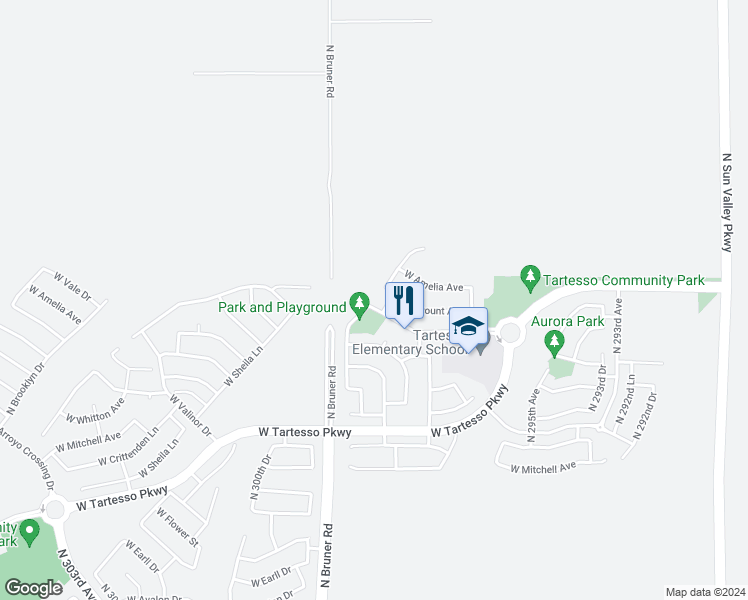 map of restaurants, bars, coffee shops, grocery stores, and more near 29818 West Indianola Avenue in Buckeye