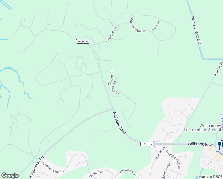map of restaurants, bars, coffee shops, grocery stores, and more near 104 Cottage Court in Pawleys Island