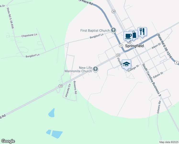 map of restaurants, bars, coffee shops, grocery stores, and more near 1066 Springfield Road in Springfield