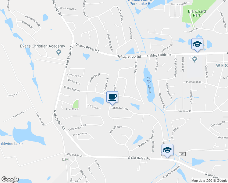 map of restaurants, bars, coffee shops, grocery stores, and more near 4739 Brookgreen Road in Martinez