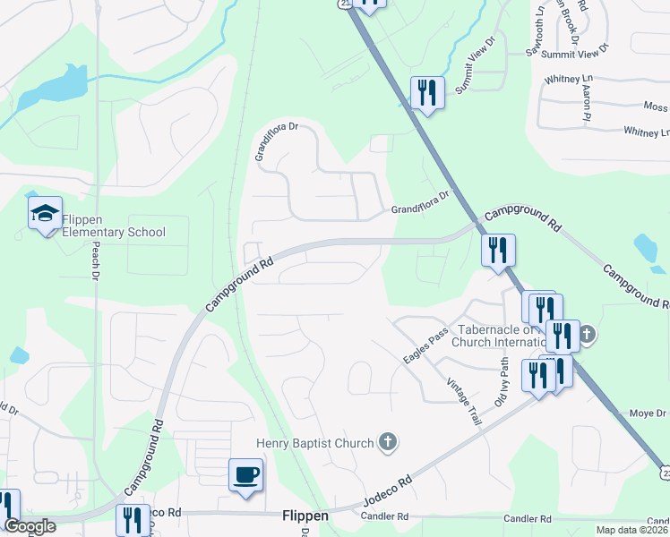 map of restaurants, bars, coffee shops, grocery stores, and more near 336 Bowfin Trail in McDonough