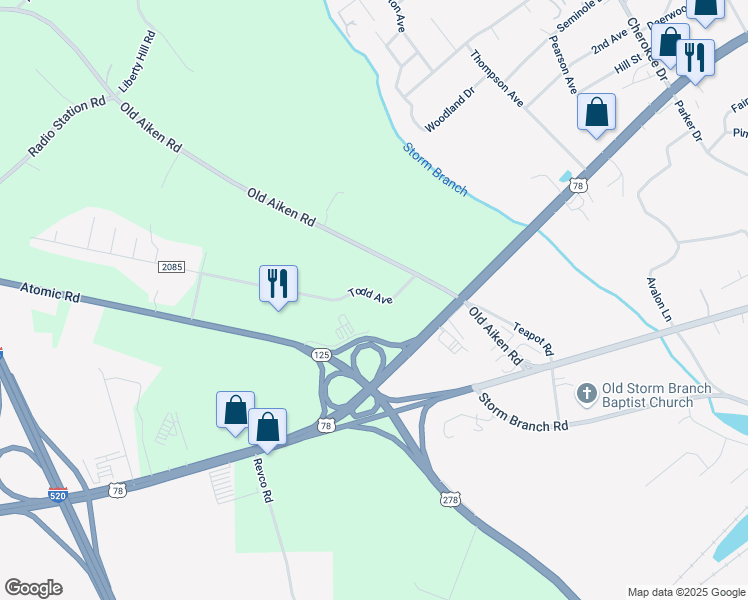 map of restaurants, bars, coffee shops, grocery stores, and more near 1042 Todd Avenue in North Augusta