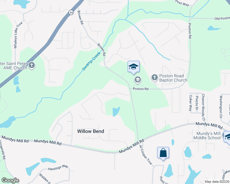 map of restaurants, bars, coffee shops, grocery stores, and more near 9589 Brown Road in Jonesboro