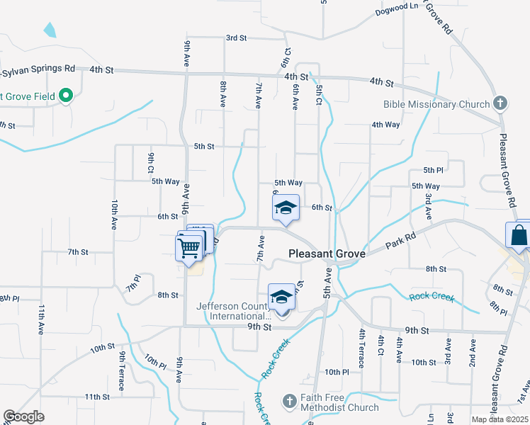 map of restaurants, bars, coffee shops, grocery stores, and more near 548 7th Avenue in Pleasant Grove