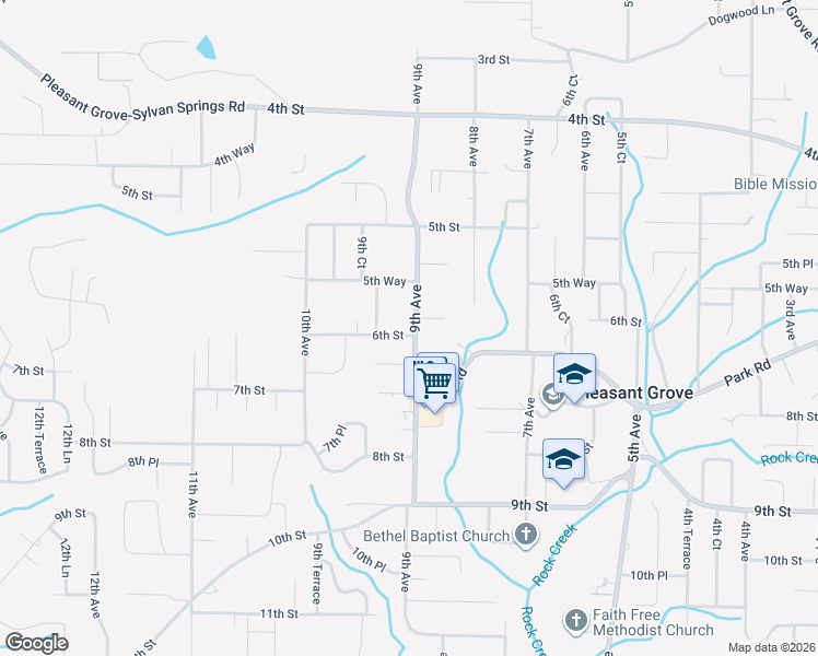 map of restaurants, bars, coffee shops, grocery stores, and more near 544 9th Avenue in Pleasant Grove