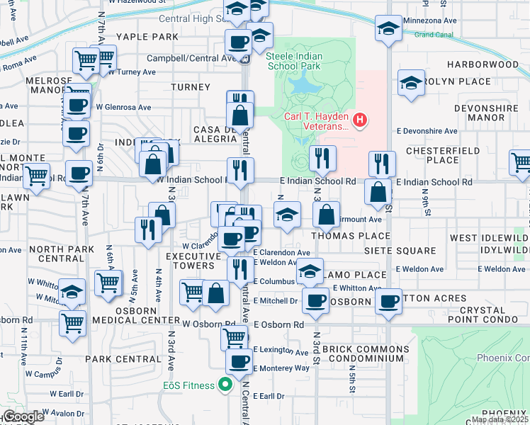 map of restaurants, bars, coffee shops, grocery stores, and more near 4016 N 2nd St in Phoenix