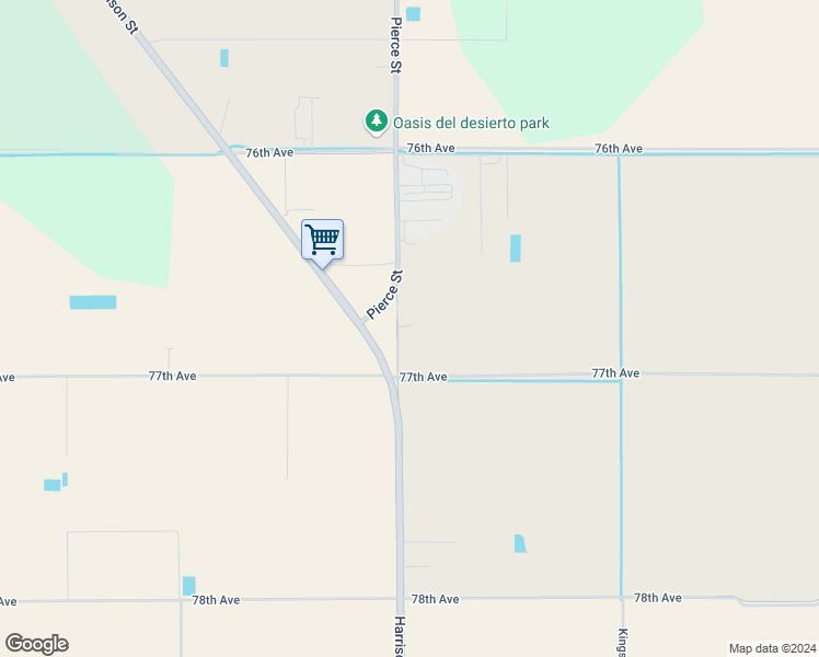 map of restaurants, bars, coffee shops, grocery stores, and more near 76850 Pierce Street in Thermal