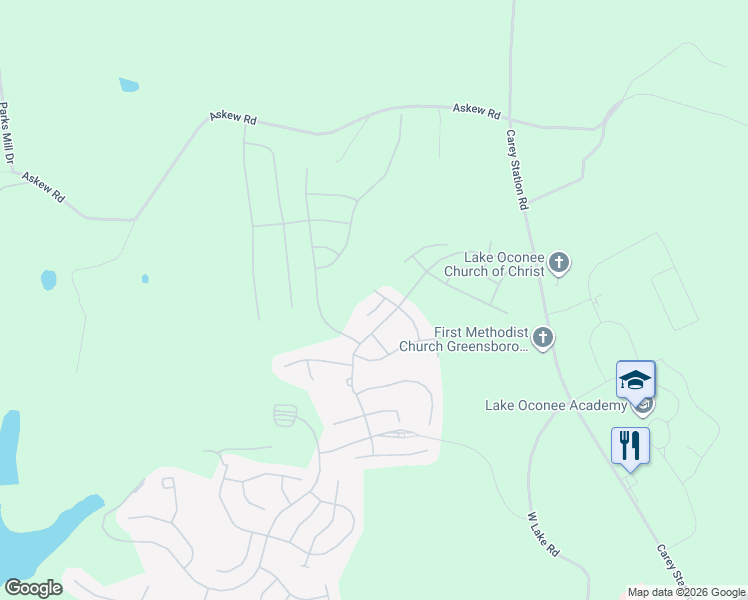map of restaurants, bars, coffee shops, grocery stores, and more near 4661 Carey Station Road in Greensboro