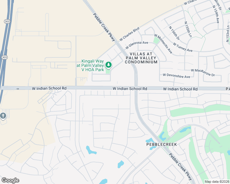 map of restaurants, bars, coffee shops, grocery stores, and more near 4088 North 160th Lane in Goodyear