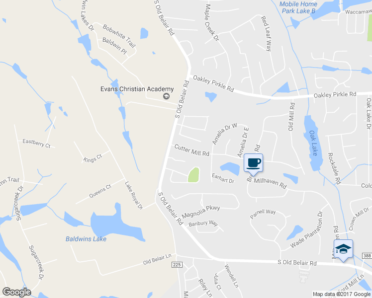 map of restaurants, bars, coffee shops, grocery stores, and more near 4715 Cutter Mill Road in Augusta