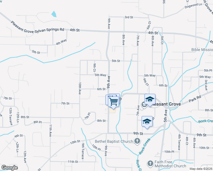 map of restaurants, bars, coffee shops, grocery stores, and more near 544 9th Avenue in Pleasant Grove