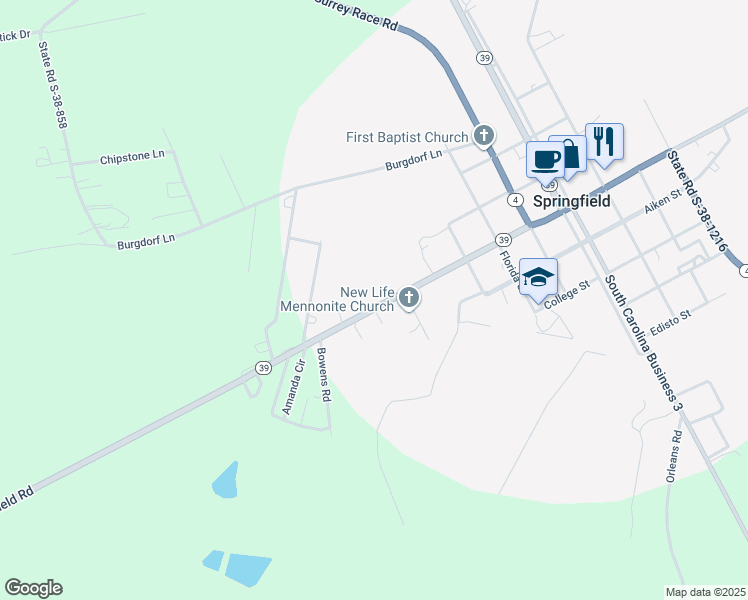 map of restaurants, bars, coffee shops, grocery stores, and more near 1066 Springfield Road in Springfield