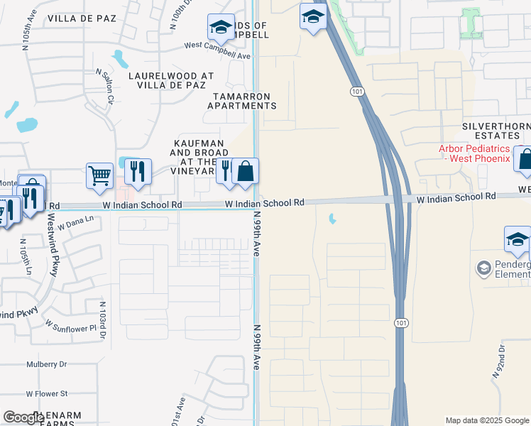 map of restaurants, bars, coffee shops, grocery stores, and more near in Avondale
