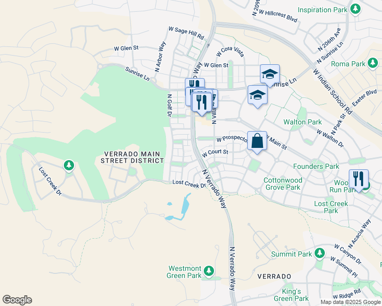 map of restaurants, bars, coffee shops, grocery stores, and more near 4079 North Point Ridge Road in Buckeye