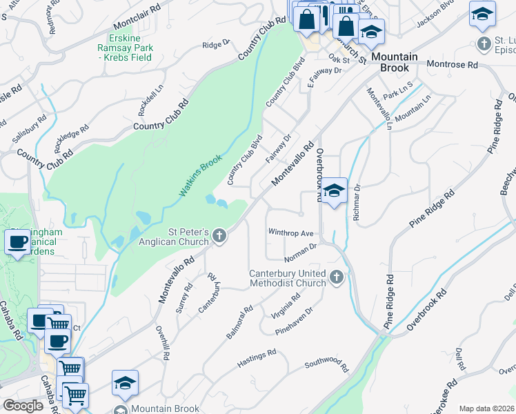 map of restaurants, bars, coffee shops, grocery stores, and more near 2 Clarendon Road in Birmingham