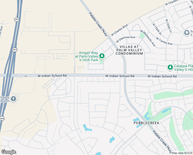 map of restaurants, bars, coffee shops, grocery stores, and more near 4085 North 161st Drive in Goodyear