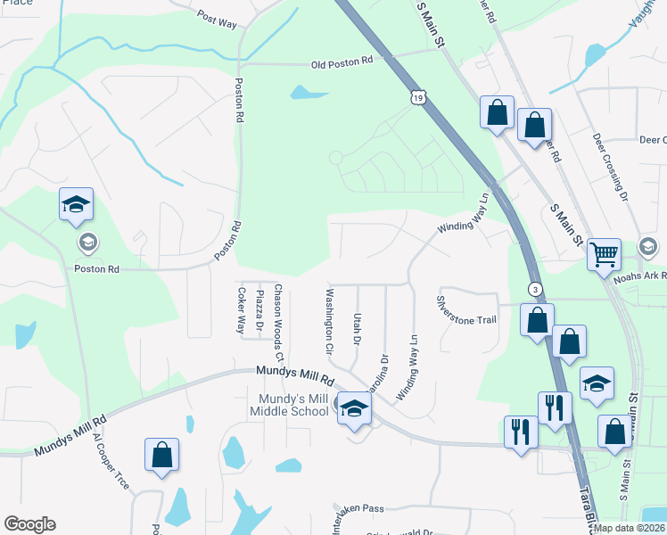 map of restaurants, bars, coffee shops, grocery stores, and more near 9585 Briar Creek Court in Jonesboro