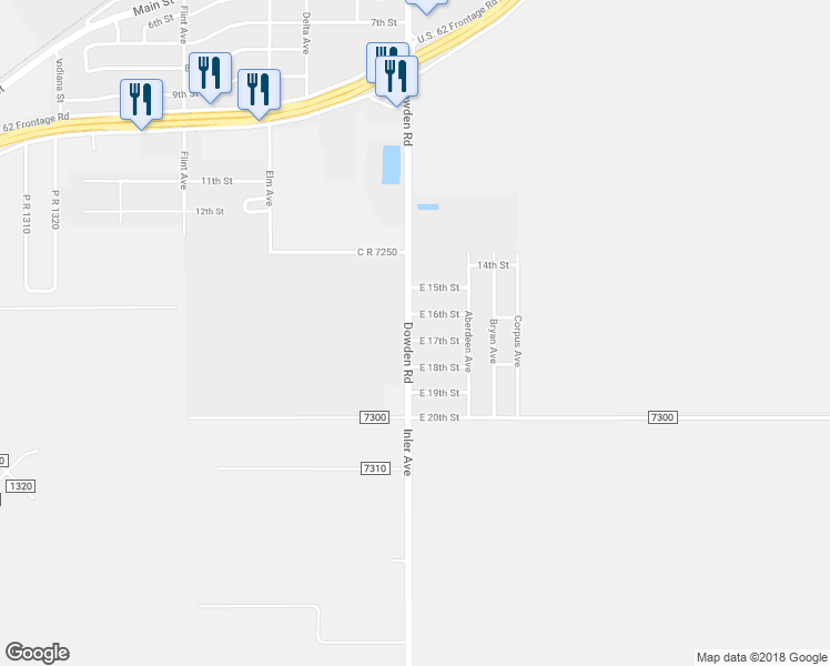 map of restaurants, bars, coffee shops, grocery stores, and more near 302 East 17th Street in Wolfforth