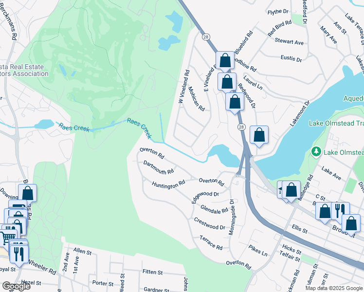 map of restaurants, bars, coffee shops, grocery stores, and more near 2504 East Vineland Road in Augusta