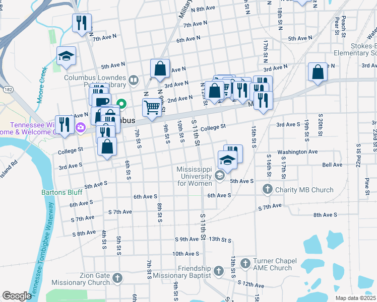 map of restaurants, bars, coffee shops, grocery stores, and more near 1008 3rd Avenue South in Columbus