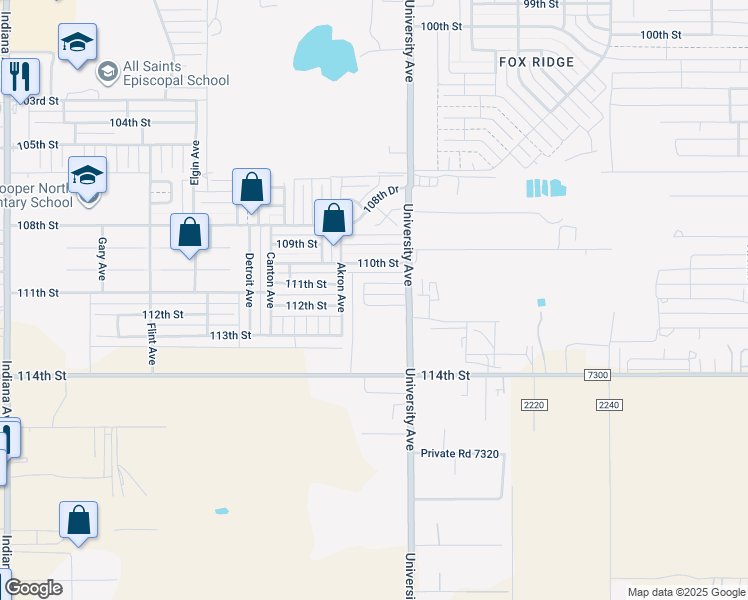 map of restaurants, bars, coffee shops, grocery stores, and more near 1106 Acme Avenue in Lubbock