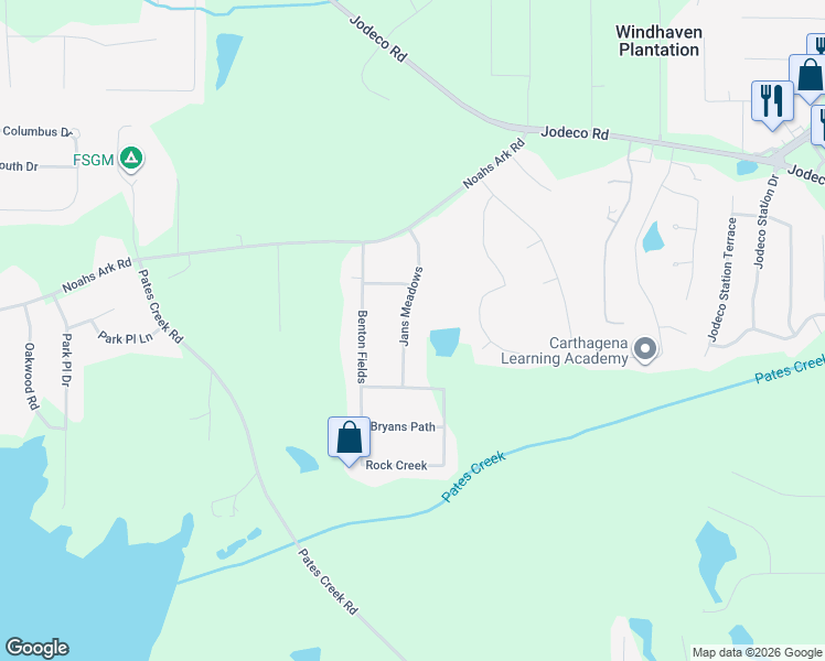 map of restaurants, bars, coffee shops, grocery stores, and more near 169 Jans Meadows in Stockbridge