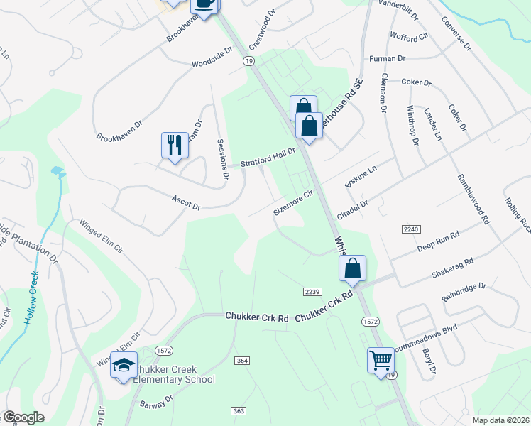 map of restaurants, bars, coffee shops, grocery stores, and more near 221 Khaki Court in Aiken
