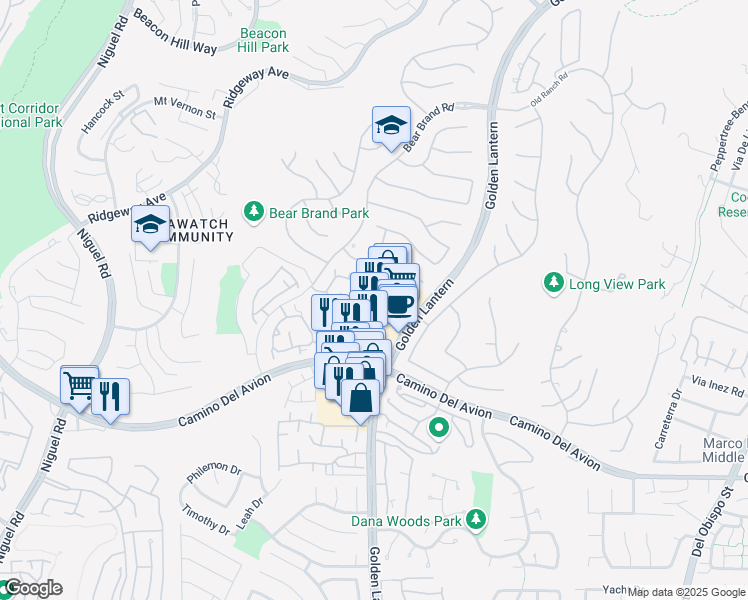 map of restaurants, bars, coffee shops, grocery stores, and more near 32341 Golden Lantern in Laguna Niguel