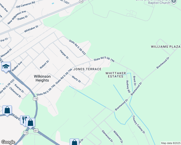 map of restaurants, bars, coffee shops, grocery stores, and more near 2118 Mays Street in Orangeburg