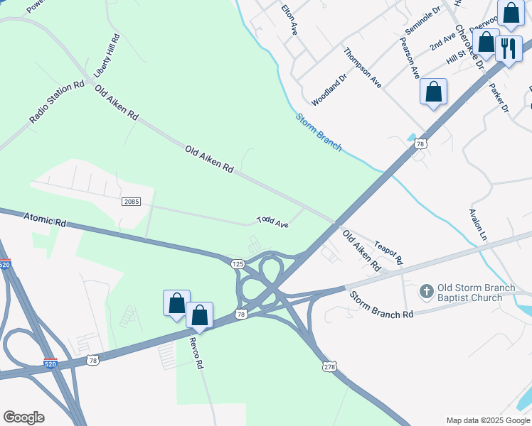 map of restaurants, bars, coffee shops, grocery stores, and more near 1042 Todd Avenue in North Augusta