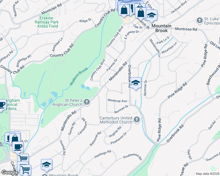 map of restaurants, bars, coffee shops, grocery stores, and more near 2 Clarendon Road in Birmingham